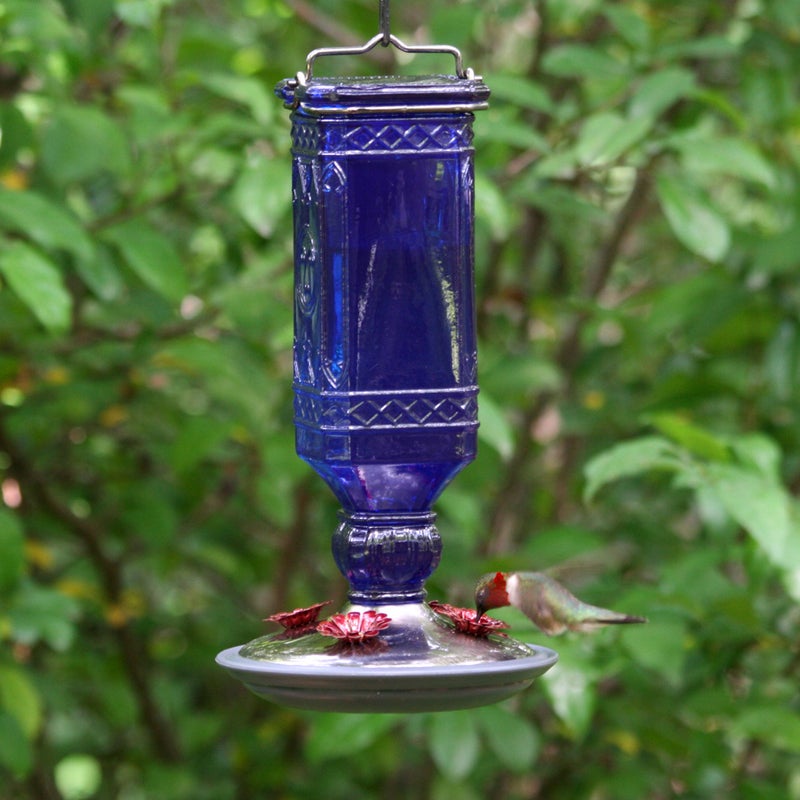 Perky-Pet 8117-2 Square Antique Glass Bottle Hummingbird Feeder - 16 Ounces - Image 5